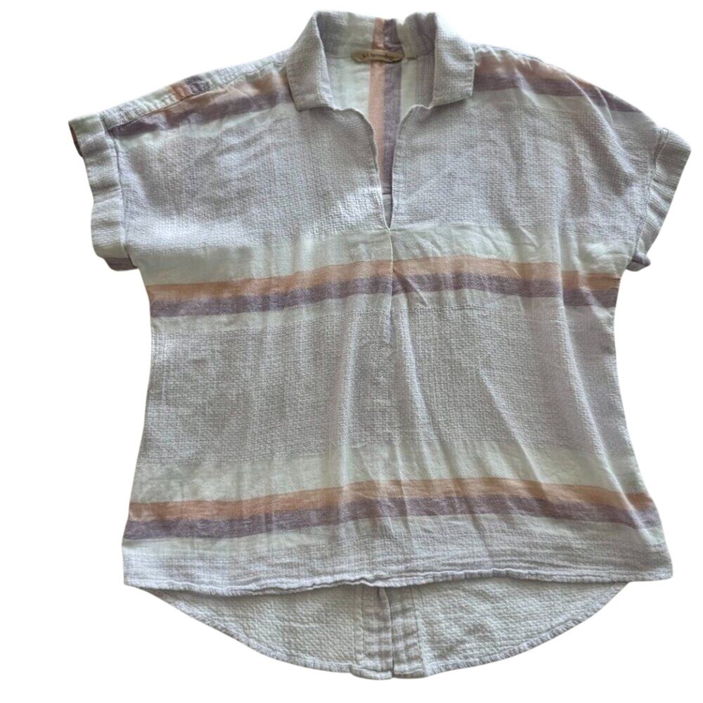 Cotton Gauze Button Back Blouse Women's Medium Coastal Soft Girl Spring Vacation - Picture 3 of 12